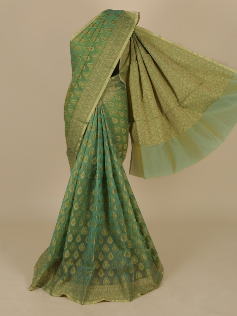 

Pothys Green Printed Cotton Blend Saree