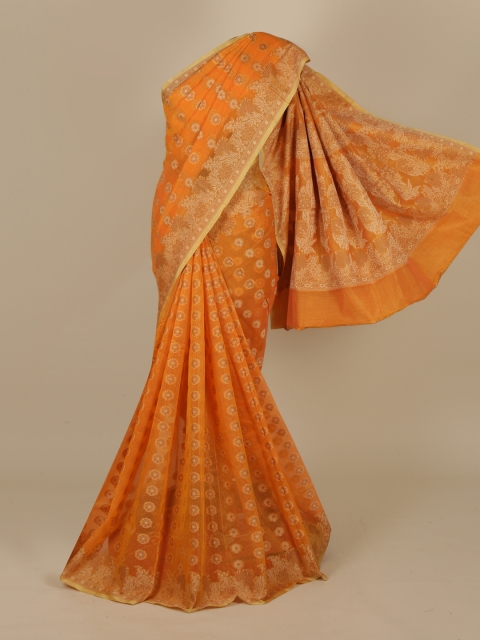 

Pothys Orange Woven Design Cotton Blend Saree