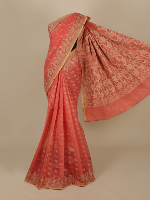 

Pothys Peach-Coloured Manipuri Cotton Woven Design Saree