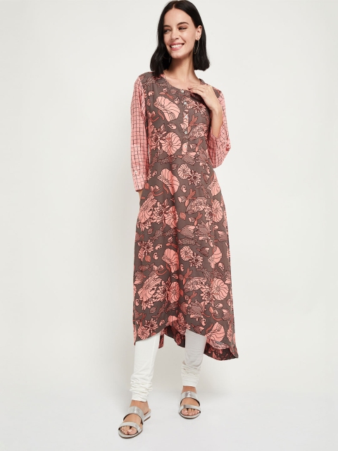 

max Women Pink Printed Anarkali Kurta