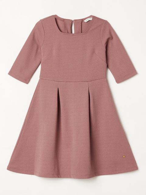 

Bossini Girls Nude-Coloured Solid Fit and Flare Dress