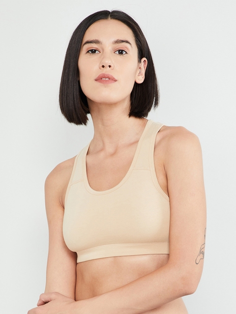 

max Cream-Coloured Solid Non-Wired Non Padded Workout Bra