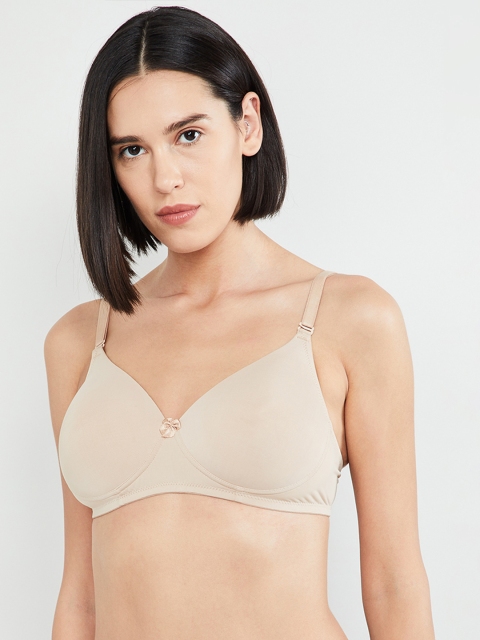 

max Beige Solid Non-Wired Lightly Padded T-shirt Bra SU19PB07SKIN