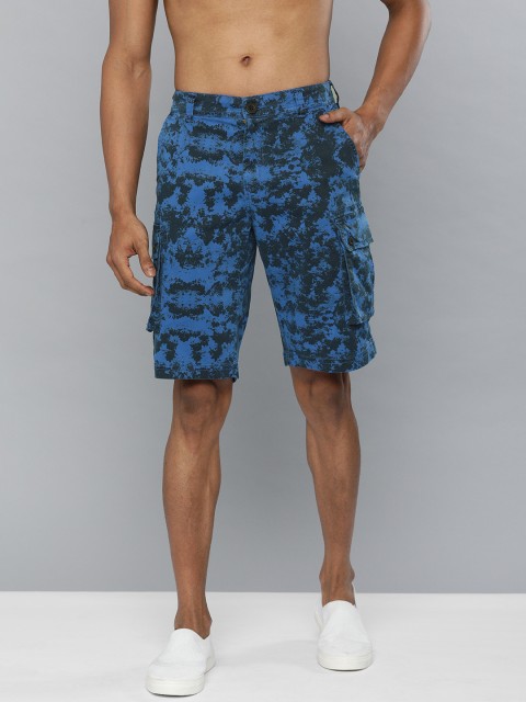 

HERE&NOW Men Blue & Black Printed Regular Fit Chino Shorts