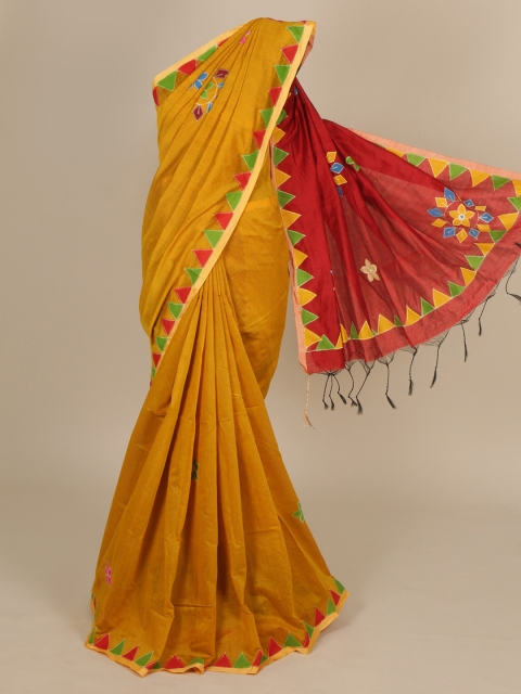 

Pothys Yellow Solid Saree