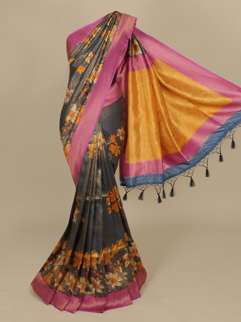 

Pothys Multicoloured Printed Jute Silk Saree, Multi