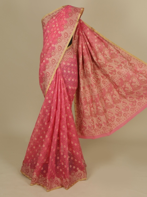 

Pothys Pink Printed Manipuri Saree