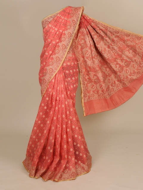 

Pothys Peach-Coloured Printed Cotton Blend Saree