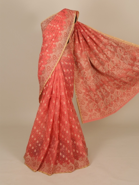 

Pothys Peach-Coloured Woven Design Saree