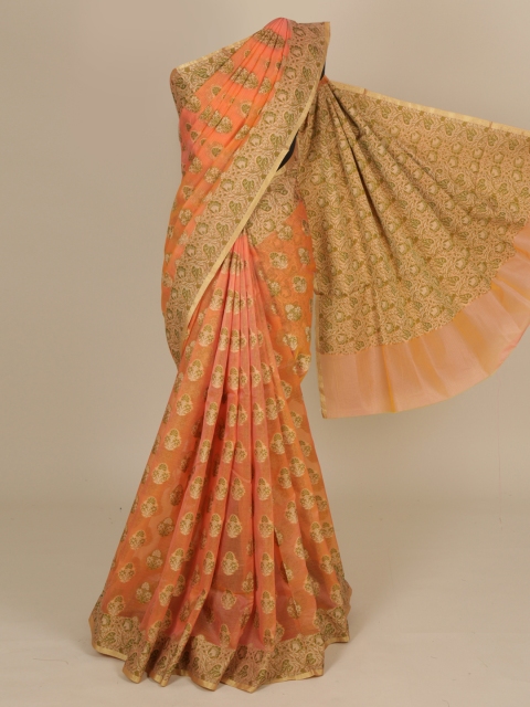 

Pothys Peach-Coloured Woven Design Cotton Blend Manipuri Saree