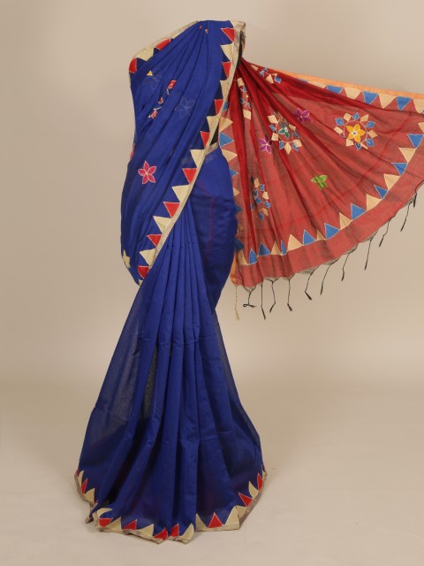 

Pothys Navy Blue Woven Design Pulia Cotton Saree