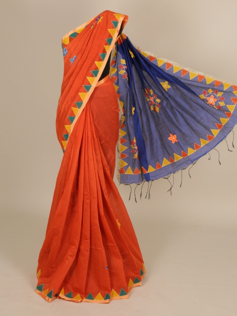 

Pothys Orange Printed Cotton Blend Saree