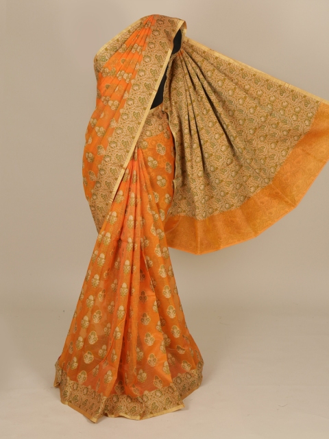 

Pothys Orange Checked Saree