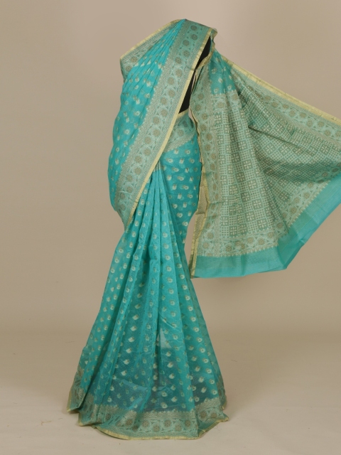 

Pothys Blue Woven Design Cotton Blend Saree
