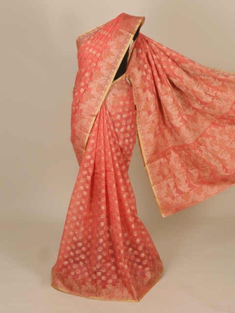 

Pothys Peach-Coloured Woven Design Cotton Blend Saree
