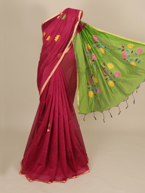 

Pothys Magenta Printed Cotton Blend Saree