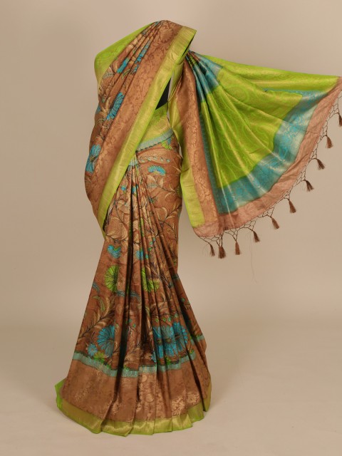 

Pothys Brown & Blue Jute Silk Printed Saree