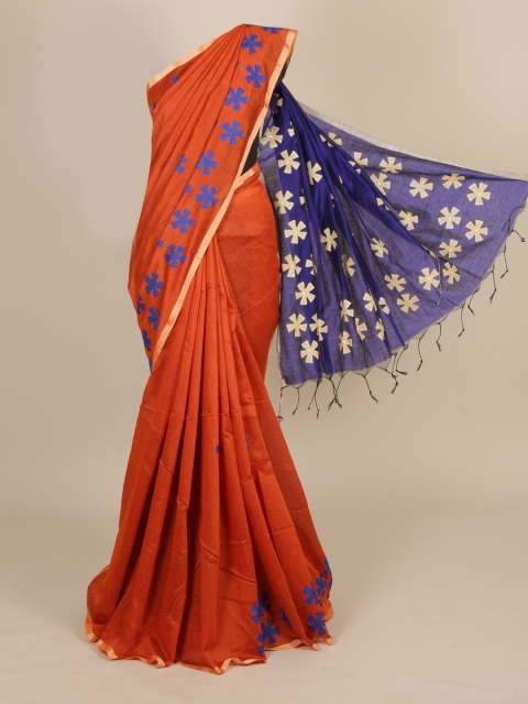 

Pothys Orange Solid Saree