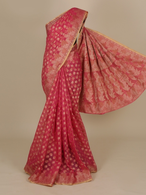 

Pothys Magenta & Gold-Coloured Cotton Blend Woven Design Saree