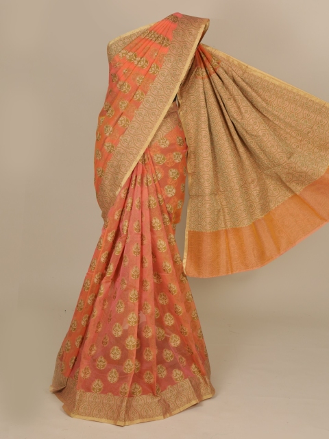

Pothys Peach-Coloured Woven Design Cotton Blend Manipuri Saree