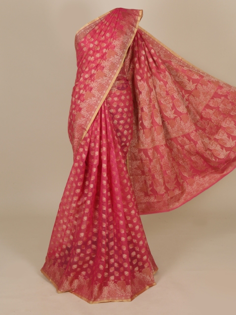 

Pothys Magenta & Gold-Coloured Cotton Blend Woven Design Saree