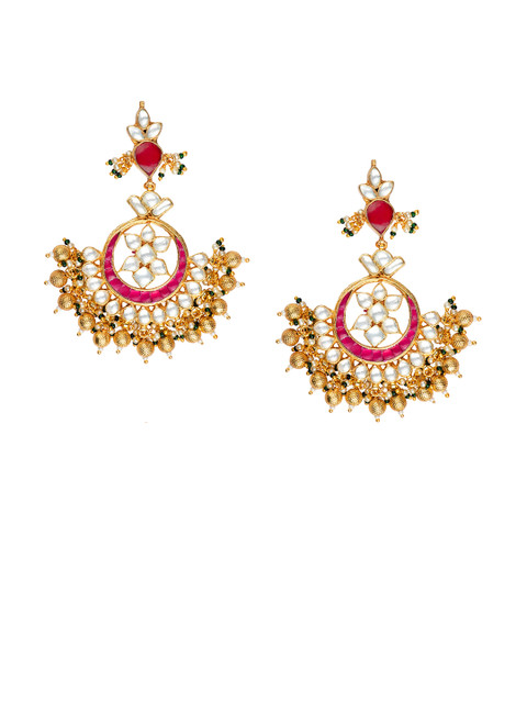 

MORKANTH JEWELLERY Gold-Plated & Pink Classic Chandbalis
