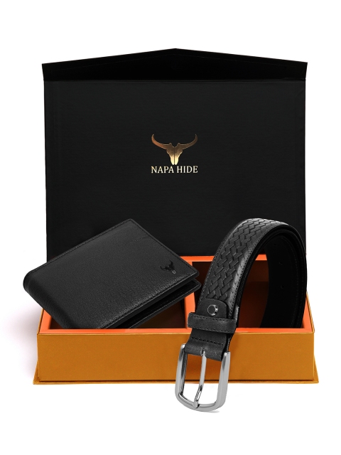 

NAPA HIDE Men RFID Protected Genuine High Quality Leather Wallet & Belt Gift Set, Black
