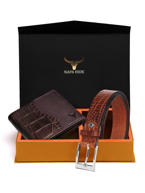 

NAPA HIDE Men RFID Protected Genuine High Quality Leather Wallet & Belt Gift Set, Brown
