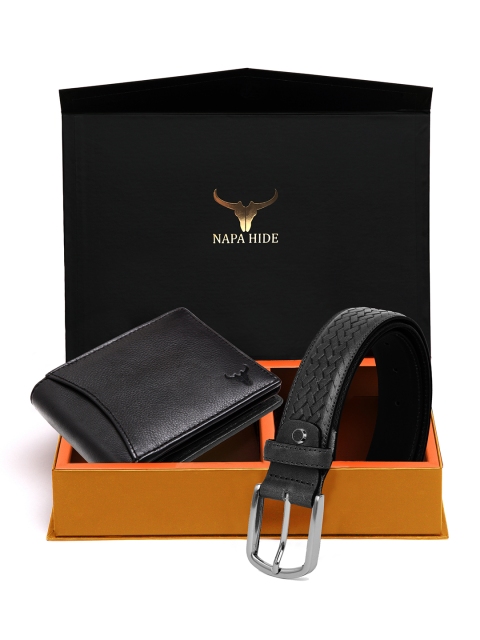 

NAPA HIDE Men Black RFID Protected Genuine Leather Accessory Gift Set