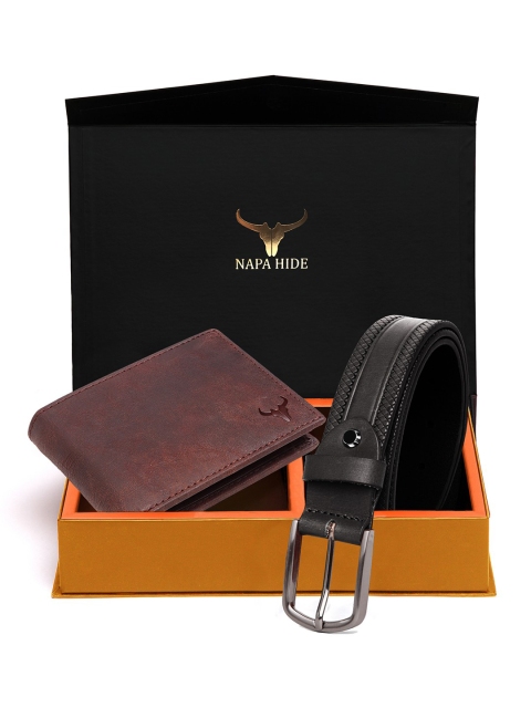 

NAPA HIDE Men RFID Protected Genuine Leather Wallet & Belt Accessory Gift Set, Black