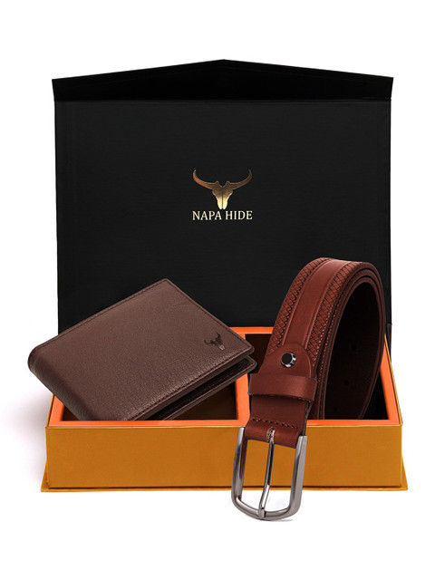 

NAPA HIDE Men Brown RFID Protected Genuine Leather Accessory Gift Set