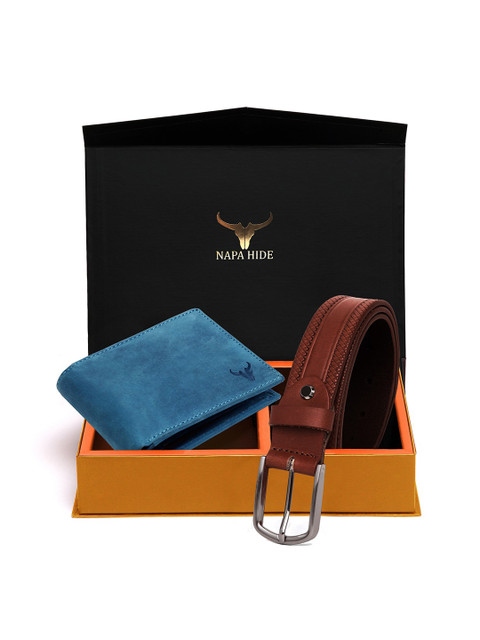 

NAPA HIDE Men RFID Protected Genuine Leather Wallet & Belt Accessory Gift Set, Brown