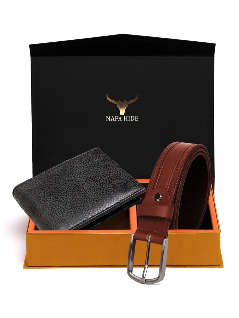 

NAPA HIDE Men Black RFID Protected Genuine Leather Accessory Gift Set