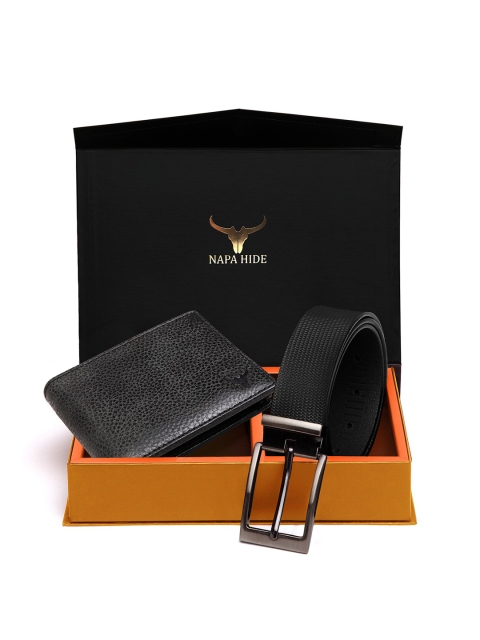 

NAPA HIDE Men RFID Protected Genuine High Quality Leather Wallet & Belt Gift Set, Black