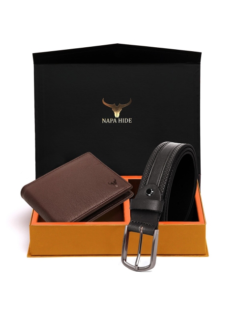 

NAPA HIDE Men RFID Protected Genuine High Quality Leather Wallet & Belt Gift Set, Black