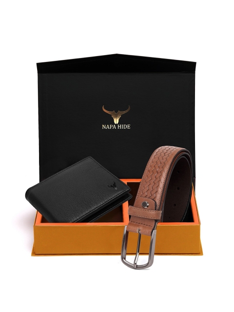 

NAPA HIDE Men Tan Brown & Black RFID Protected Genuine Leather Accessory Gift Set