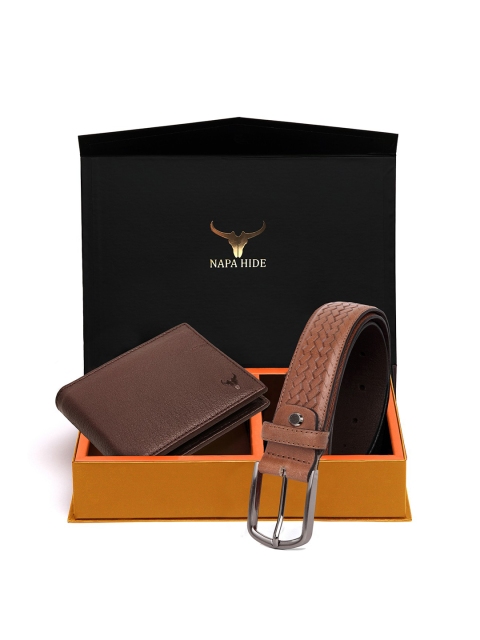 

NAPA HIDE Men RFID Protected Genuine High Quality Leather Wallet & Belt Gift Set, Brown