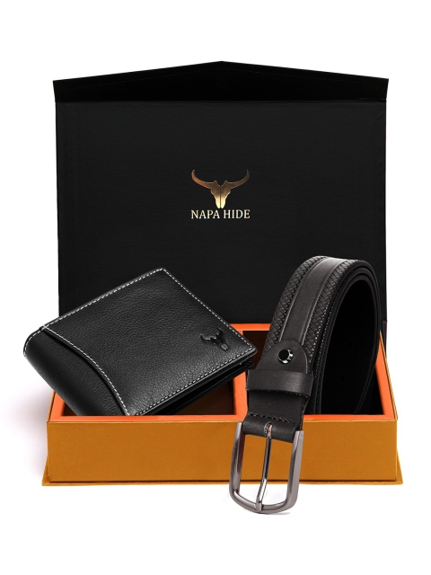 

NAPA HIDE Men RFID Protected Genuine High Quality Leather Wallet & Belt Gift Set, Black