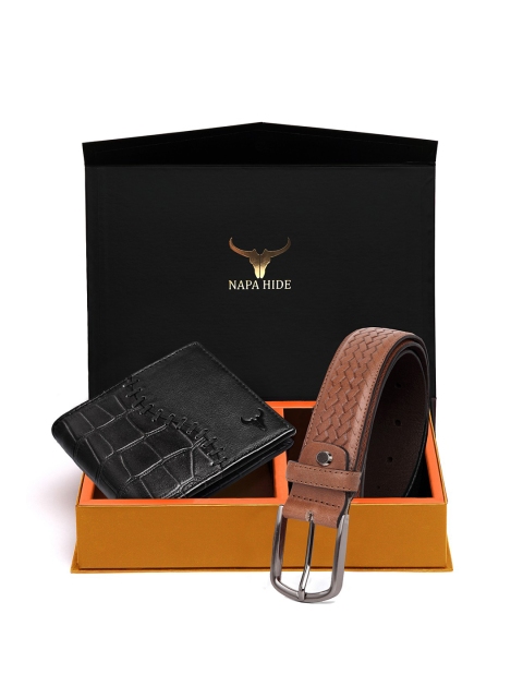 

NAPA HIDE Men RFID Protected Genuine High Quality Leather Wallet & Belt Accessory Gift Set, Brown