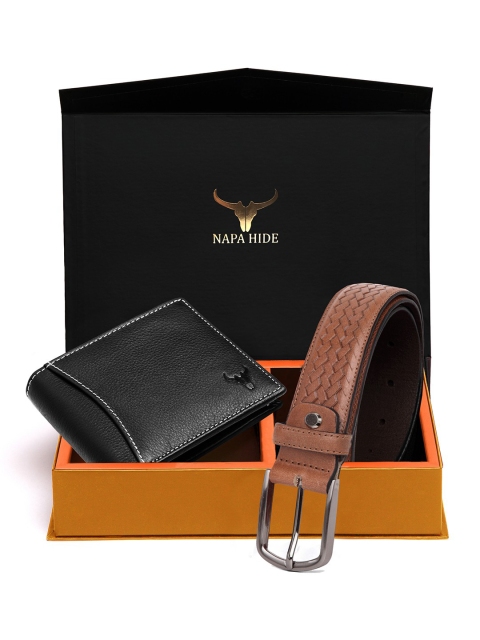 

NAPA HIDE Men RFID Protected Genuine High Quality Leather Wallet & Belt Accessory Gift Set, Brown