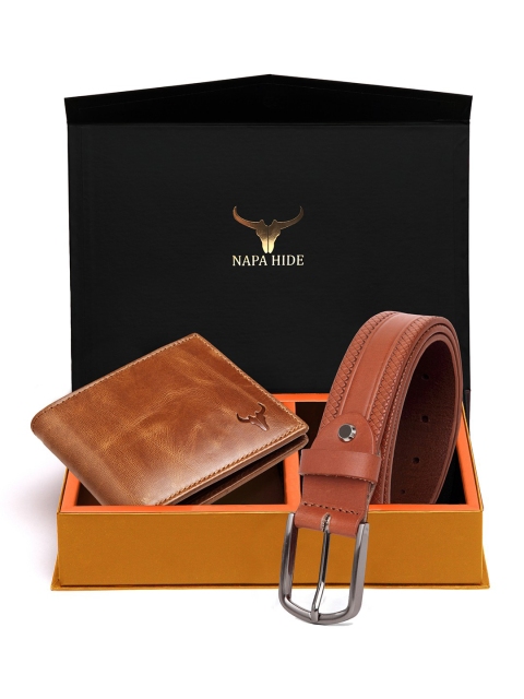 

NAPA HIDE Men RFID Protected Genuine High Quality Leather Wallet & Belt Gift Set, Tan