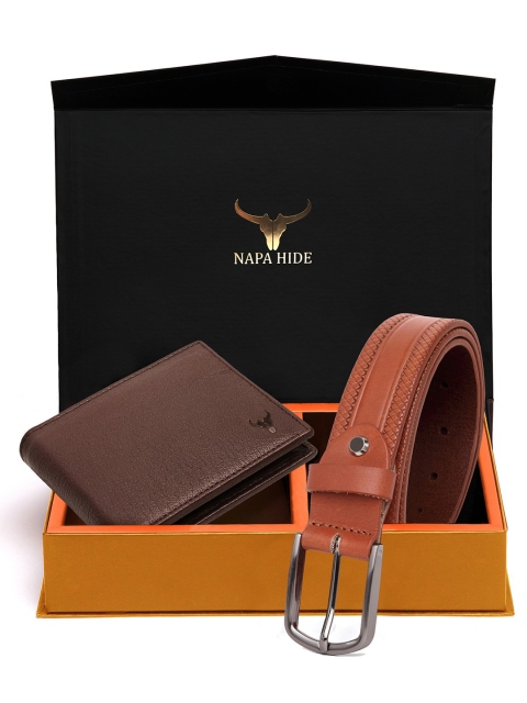 

NAPA HIDE Men Tan Brown RFID Protected Genuine Leather Accessory Gift Set