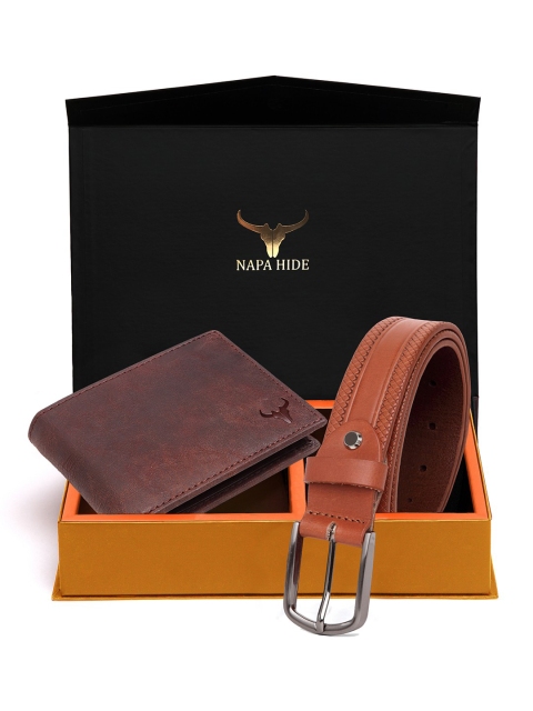 

NAPA HIDE Men RFID Protected Genuine High Quality Leather Wallet & Belt Gift Set, Brown