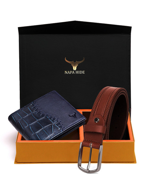 

NAPA HIDE Men RFID Protected Genuine High Quality Leather Wallet & Belt Accessory Gift Set, Brown