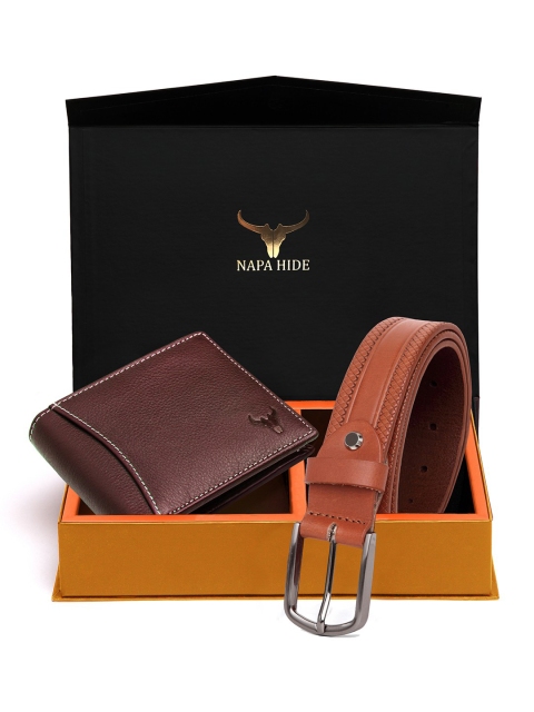 

NAPA HIDE Men RFID Protected Genuine High Quality Leather Wallet & Belt Gift Set, Brown