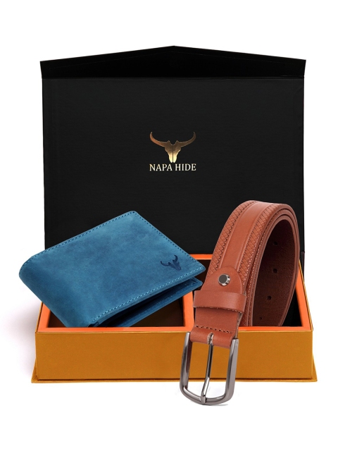 

NAPA HIDE Men RFID Protected Genuine High Quality Leather Wallet & Belt Accessory Gift Set, Brown