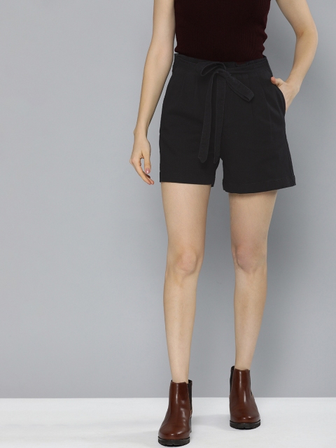 

HERE&NOW Women Black Solid Regular Fit Shorts