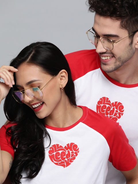 

Mast & Harbour Men White Red Printed Pure Cotton Round Neck T-shirt