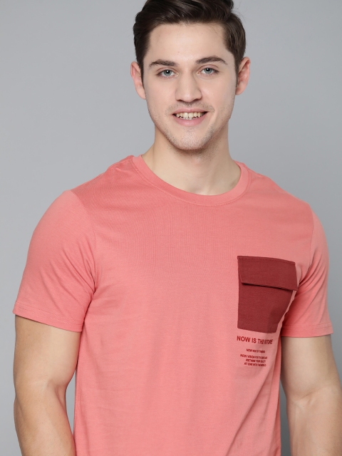 

Mast Harbour Men Pink Pure Cotton Solid Round Neck Pure Cotton T-shirt