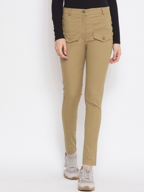 

Rider Republic Women Khaki Slim Fit Solid Regular Trousers